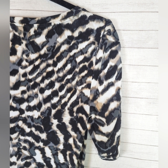 WHBM ANIMAL PRINT 3/4 CINCH SLEEVE SHIFT DRESS, SZ SMALL - Picture 8 of 12